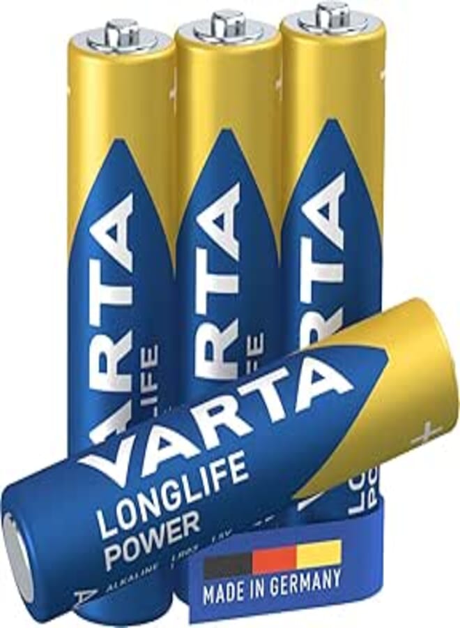 VARTA Longlife Power AAA Micro LR06 Alkaline Battery (4-pack) - Made in Germany - ideal for toys, torches, controllers and other battery-powered devices